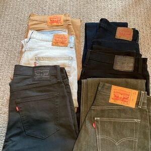 Levi's Men's Slim Straight Jeans — Black, Tan, Light Blue, Dark Blue, Olive